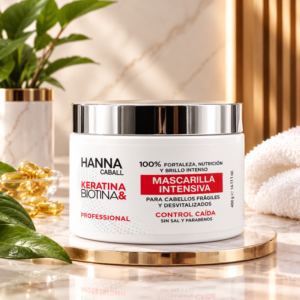 Mascarilla Intensiva de Keratina y Biotina de Hanna Caball 400 ml