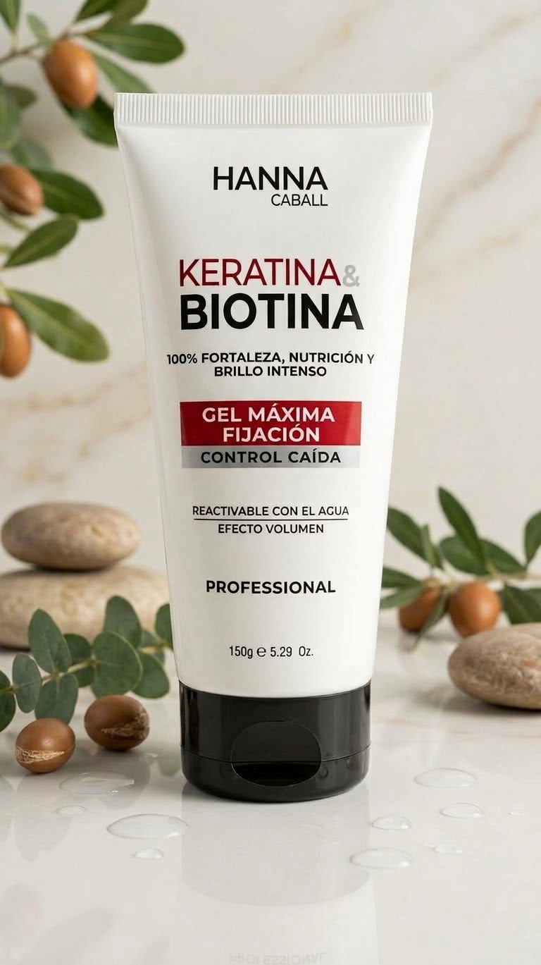 Gel Máxima Fijación Control Caída con Biotina y Keratina Hanna Caball 150g